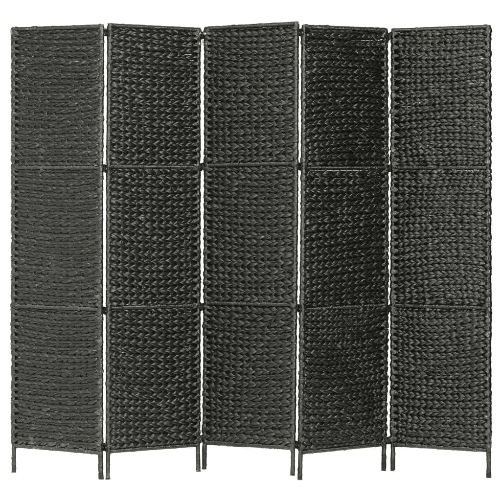 Sobna pregrada s 5 panela crna 193 x 160 cm od vodenog zumbula