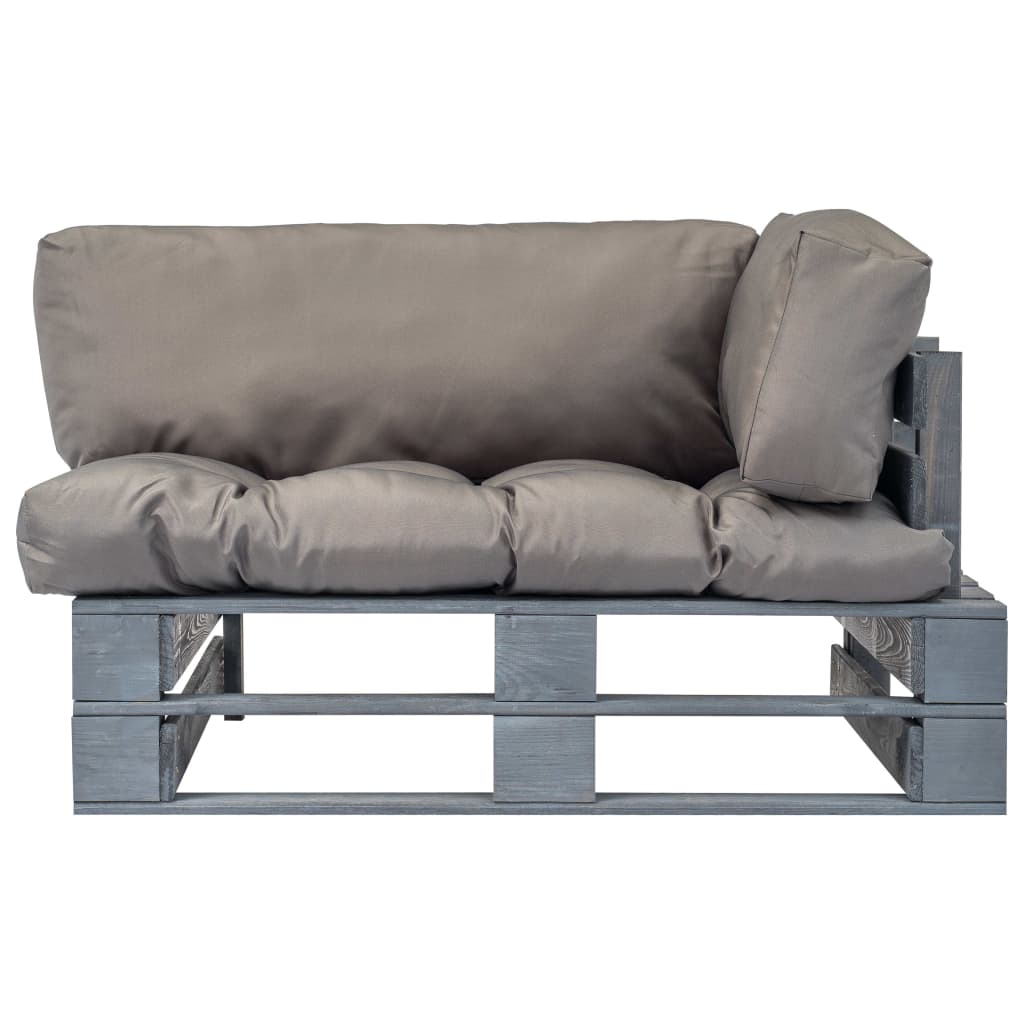 Vrtna sofa od paleta od borovine sa sivim jastucima