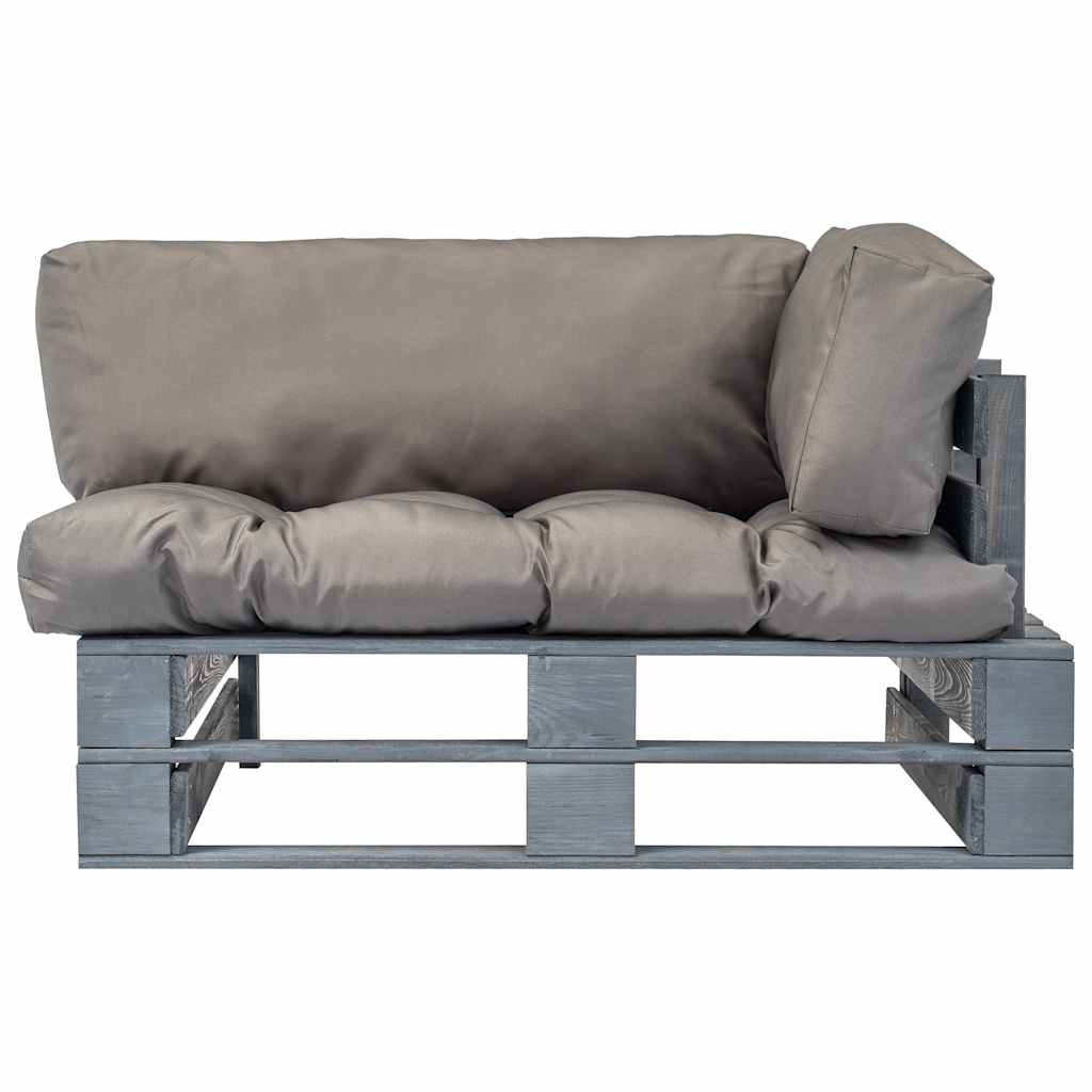 Vrtna sofa od paleta od borovine sa sivim jastucima Siva