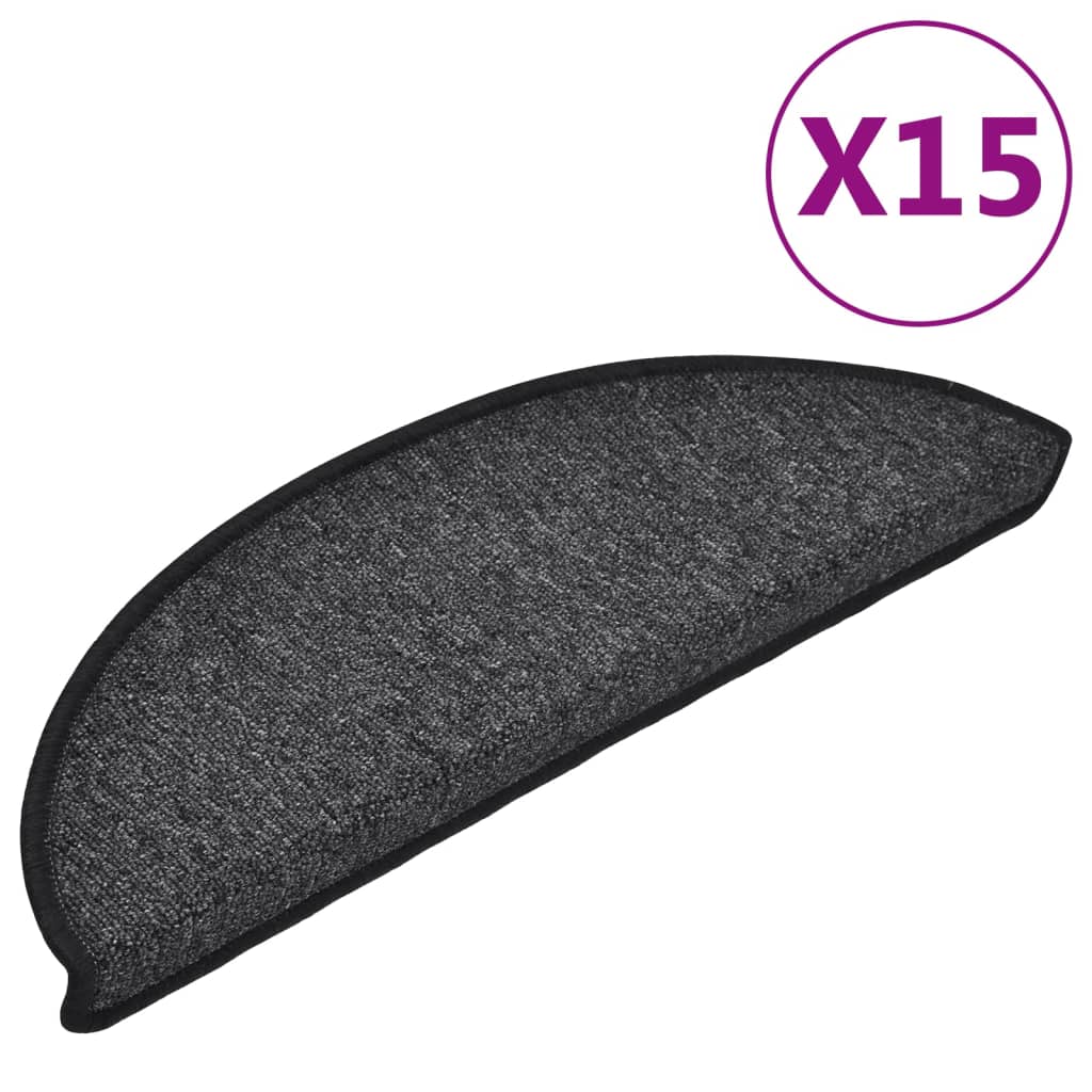 Prostirke za stepenice 15 kom 56x17x3 cm antracit poluokrugle