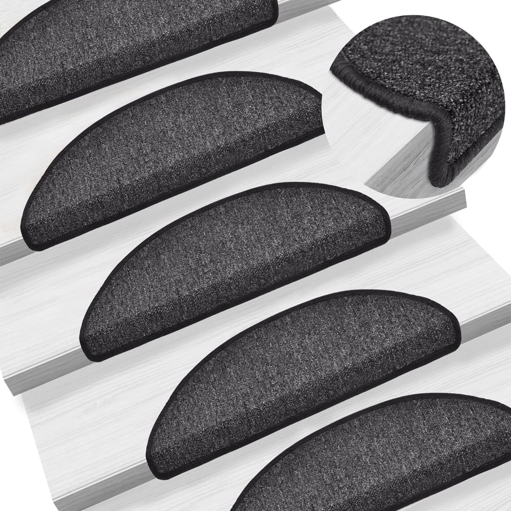Prostirke za stepenice 15 kom 56x17x3 cm antracit poluokrugle