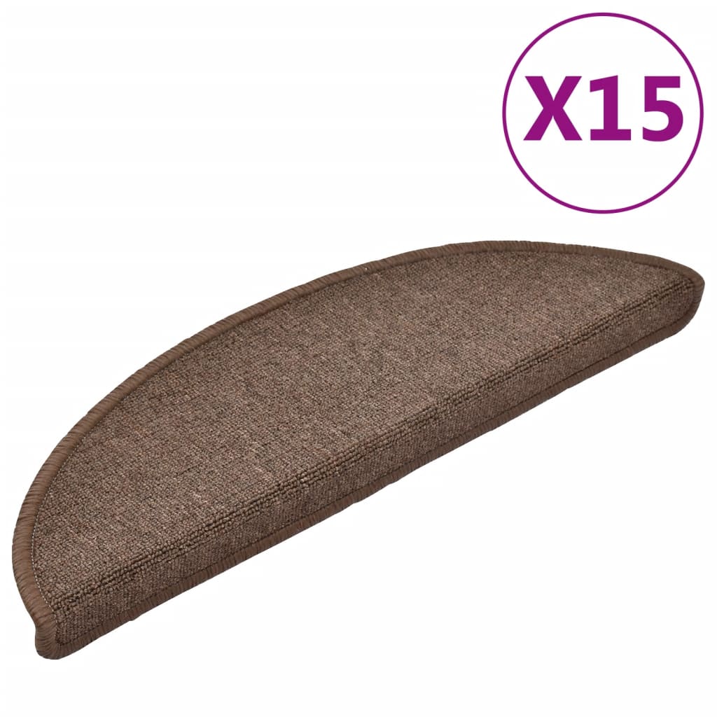 Prostirke za stepenice 15 kom 56x17x3 cm boje kave, poluokrugle