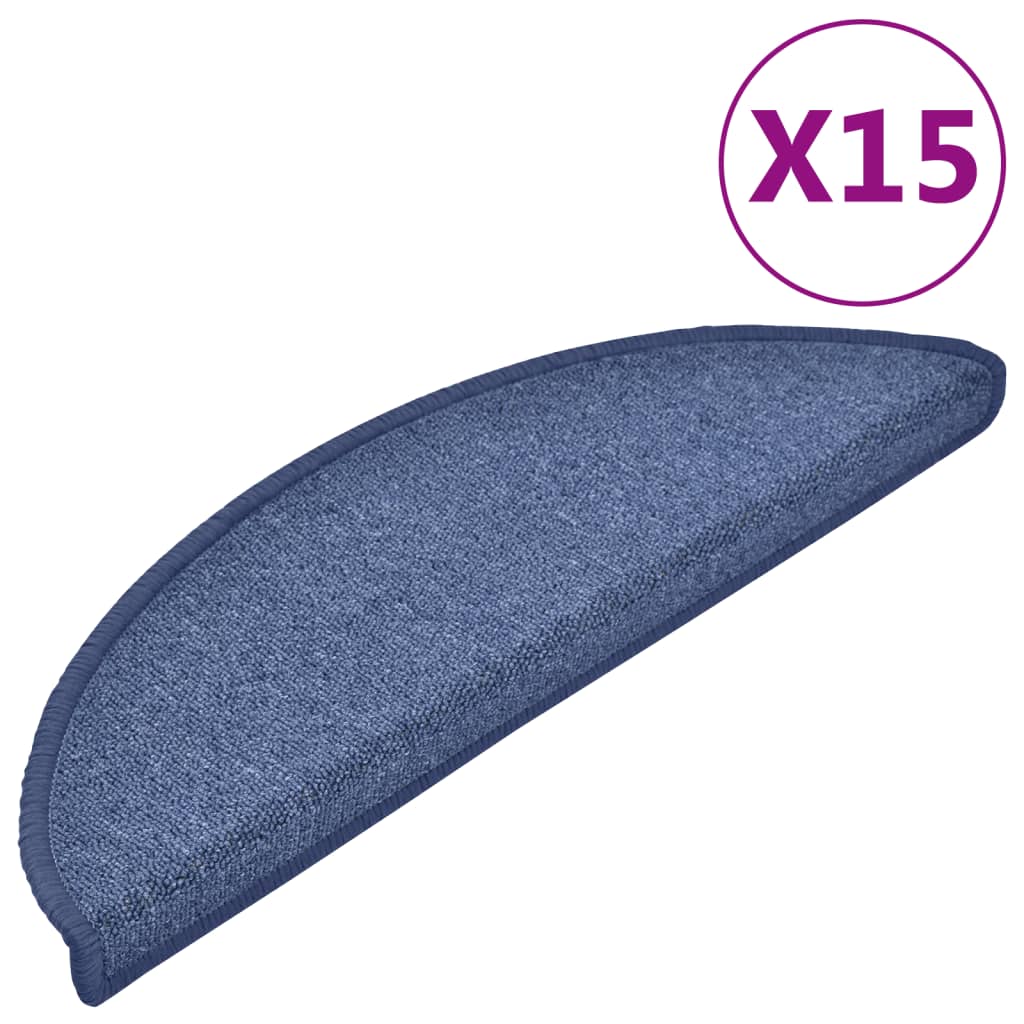 Prostirke za stepenice 15 kom 56x17x3 cm plave poluokrugle