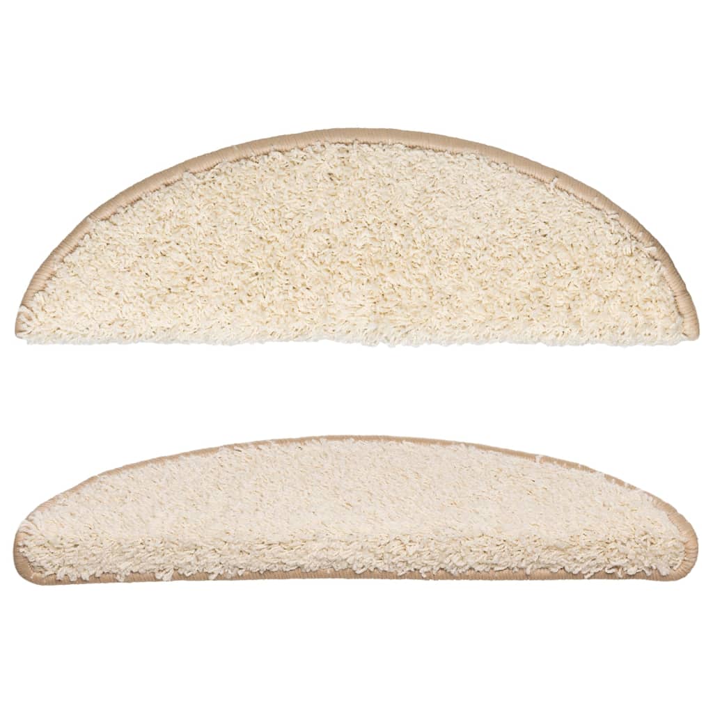 Prostirke za stepenice 15 kom 56x17x3 cm krem poluokrugle