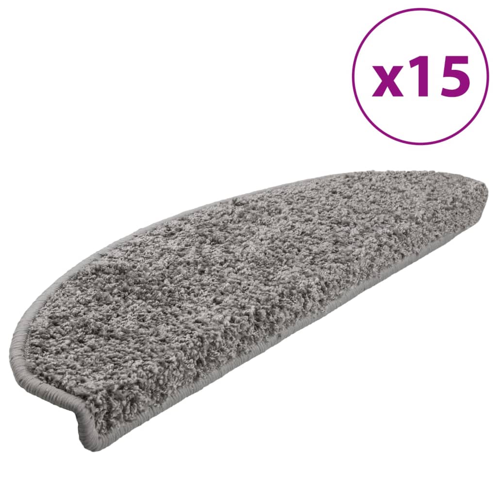 Prostirke za stepenice 15 kom 65x21x4 cm sive poluokrugle velike