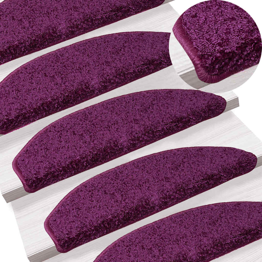 Prostirke za stepenice 15 kom 65x21x4 cm ljubičaste poluokrugle velike