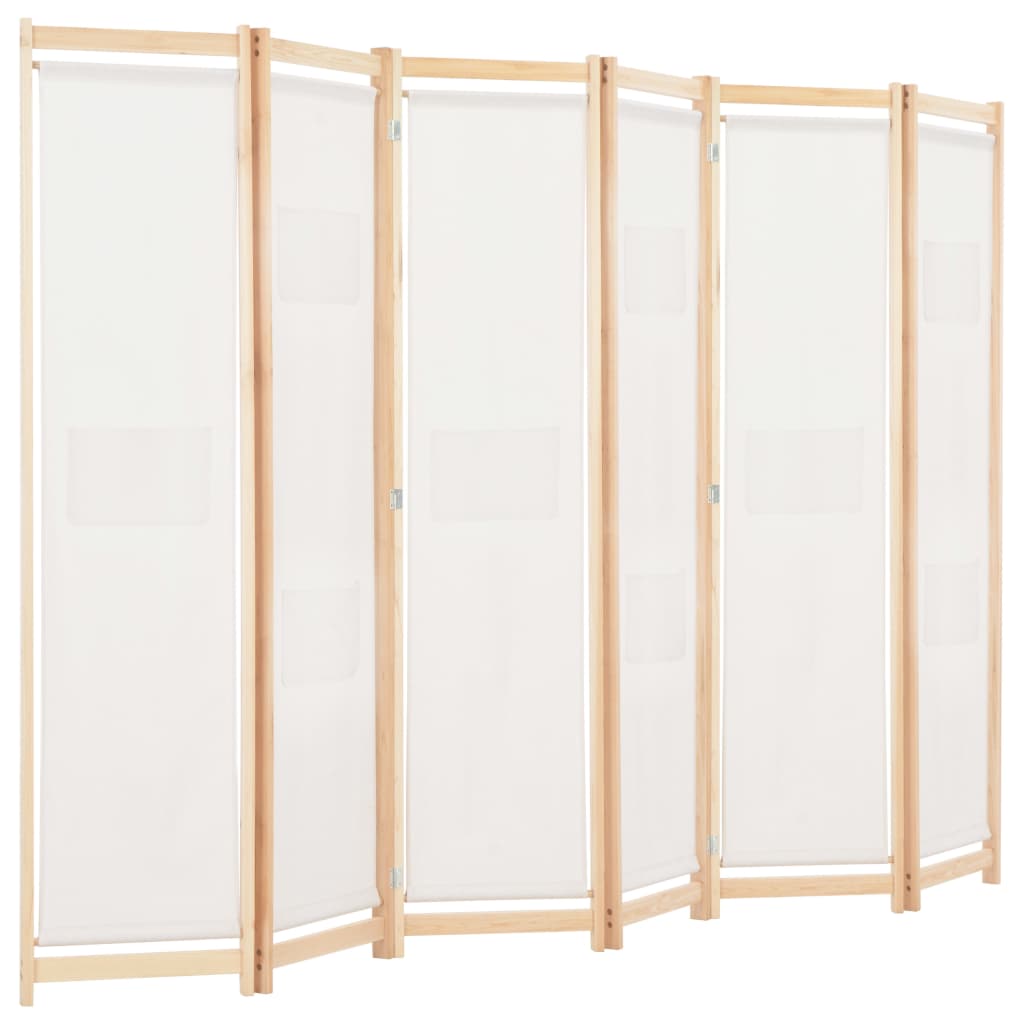 Sobna pregrada sa 6 panela od tkanine 240 x 170 x 4 cm krem