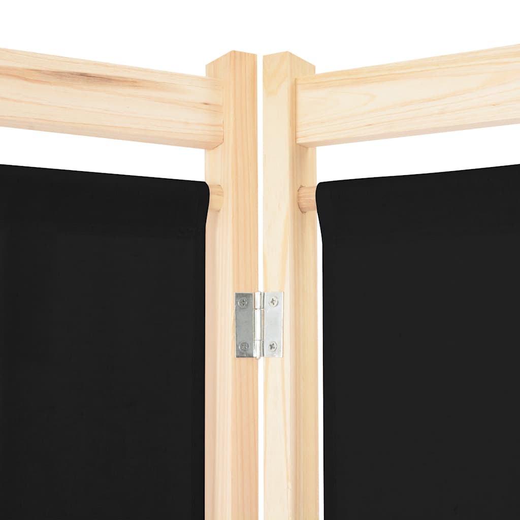 Sobna pregrada s 4 panela od tkanine 160 x 170 x 4 cm crna