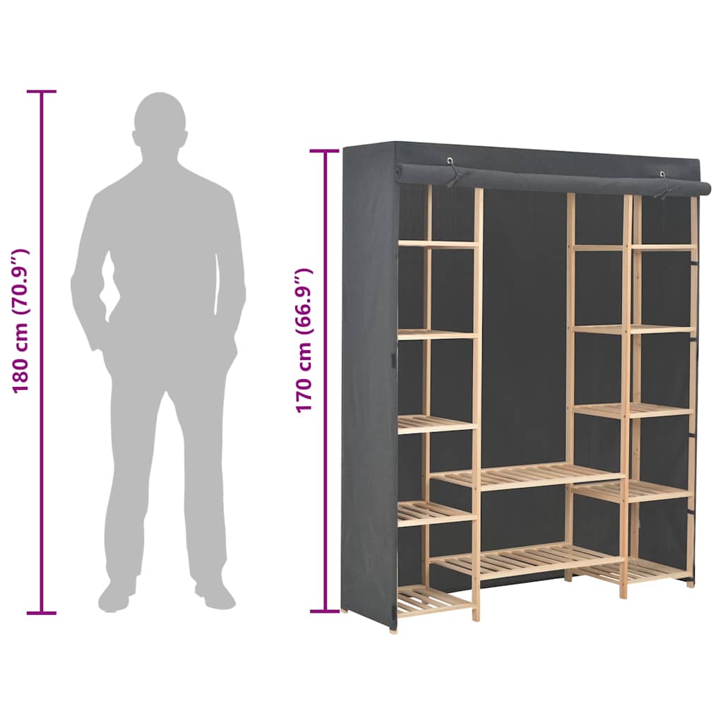 Ormar od tkanine sivi 135 x 40 x 170 cm
