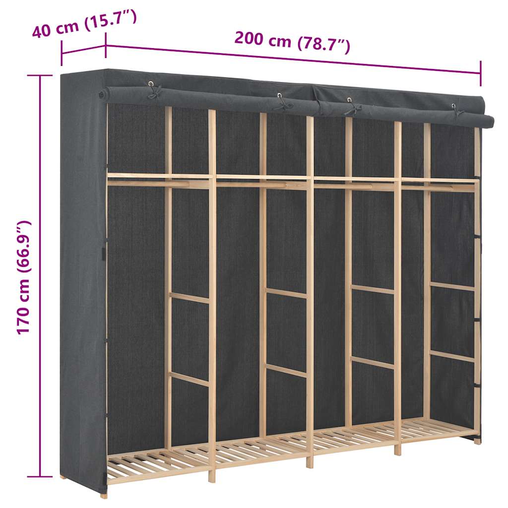 Ormar od tkanine sivi 200 x 40 x 170 cm