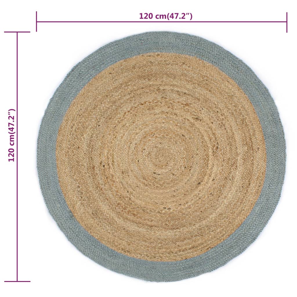 Ručno rađeni tepih od jute s maslinastozelenim rubom 120 cm