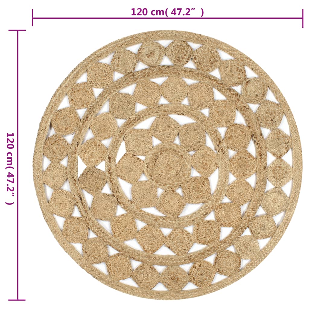 Ručno rađeni pleteni tepih od jute 120 cm