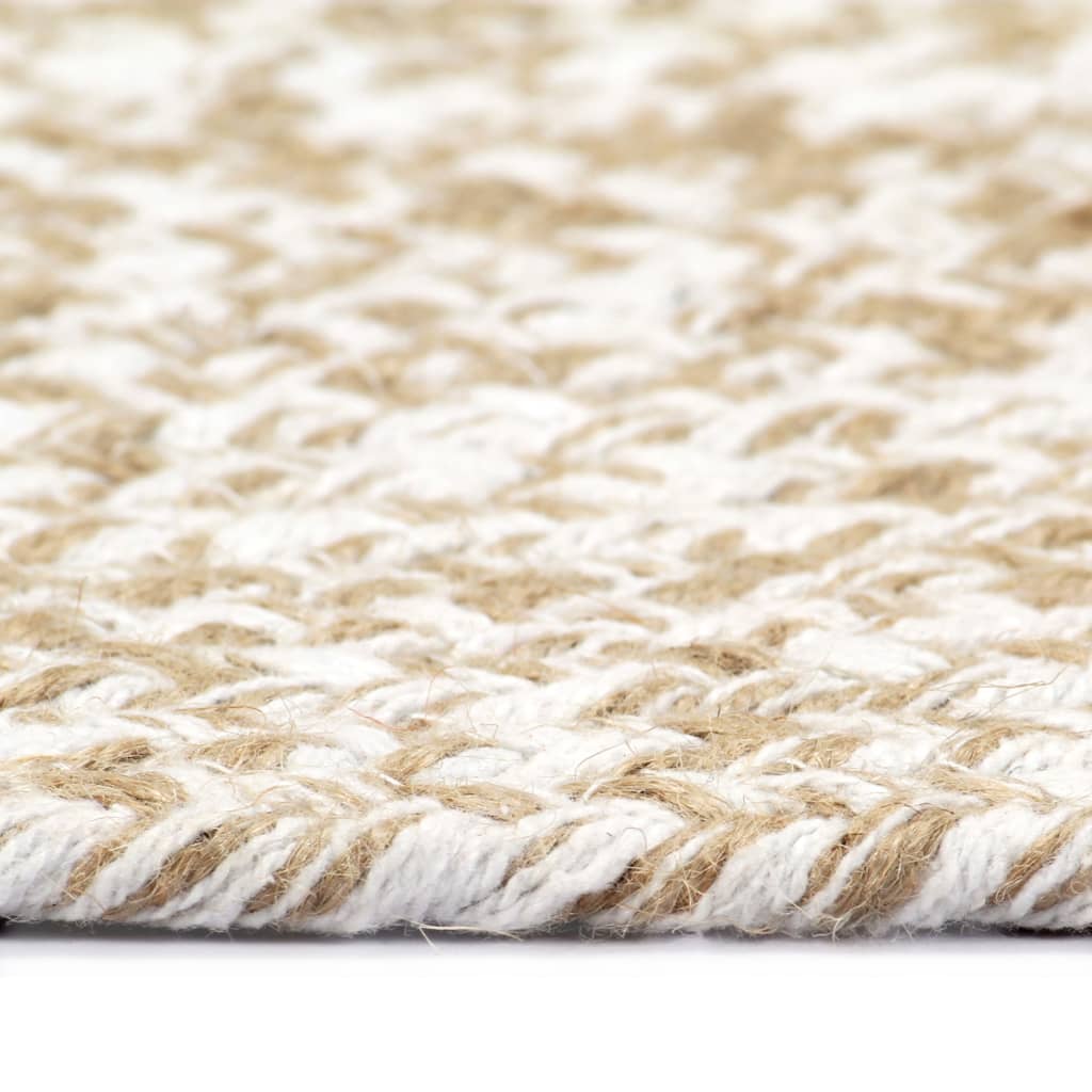 Ručno rađeni tepih od jute bijele i prirodne boje 150 cm