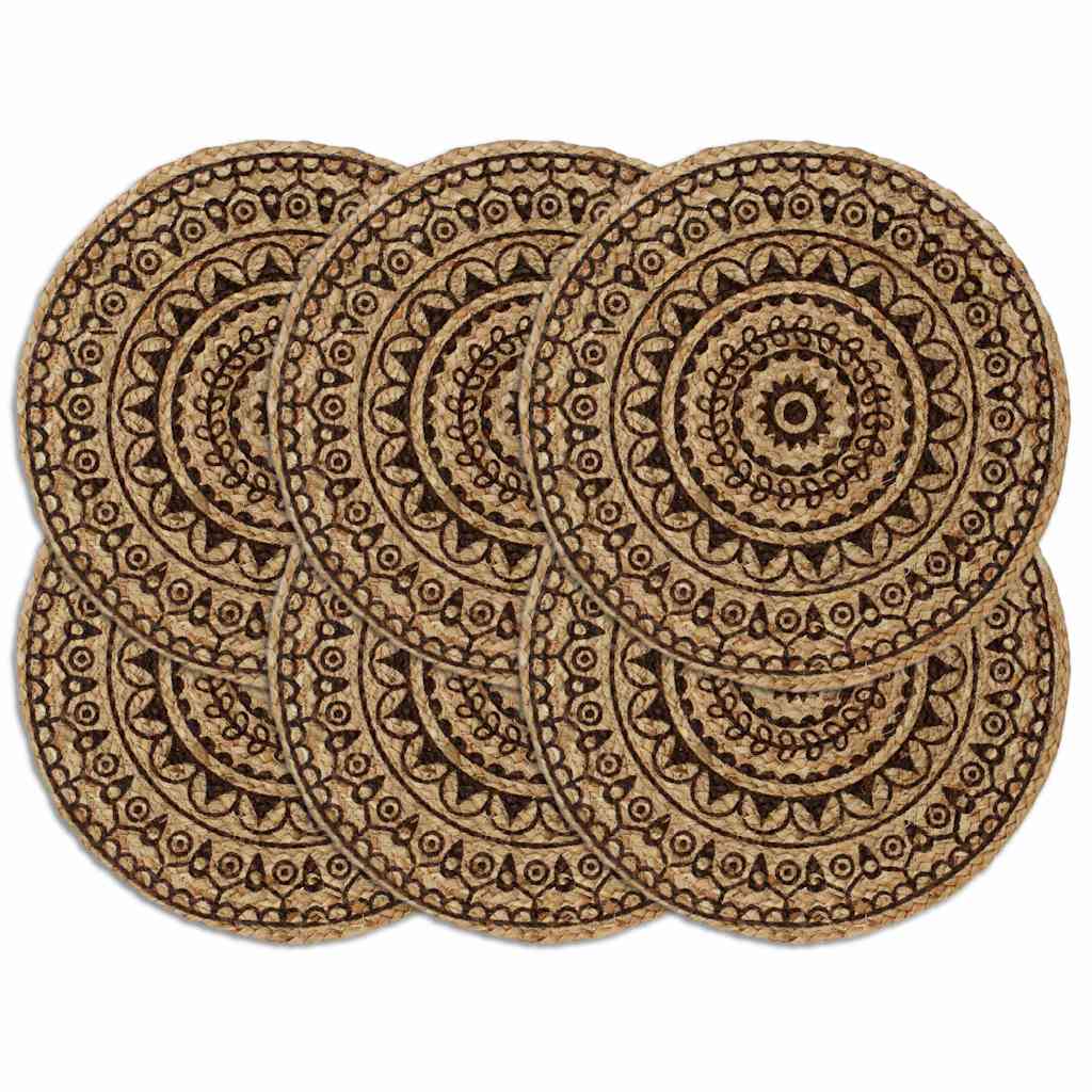 Podmetači 6 kom tamnosmeđi 38 cm okrugli od jute