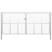 Vrtna vrata od pocinčanog čelika 400x200 cm srebrne boje