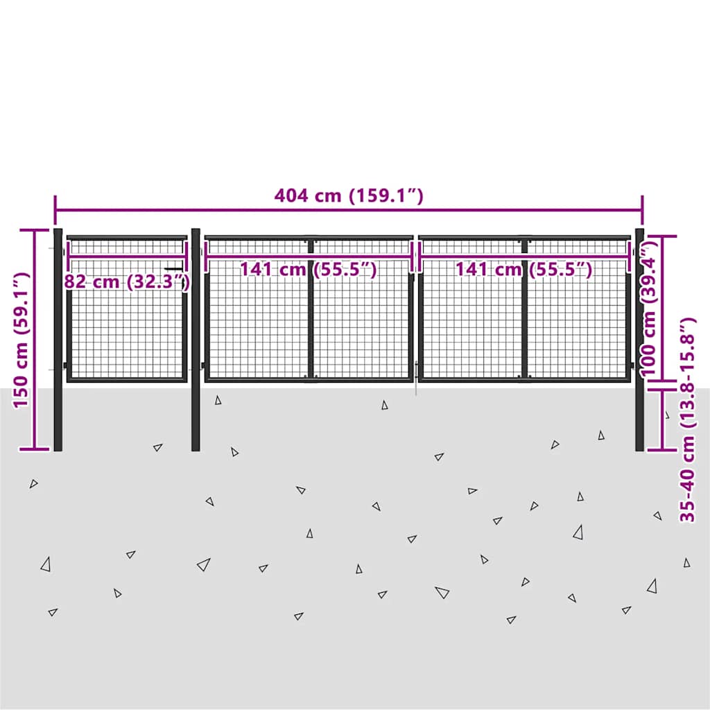Vrtna vrata Čelik 400x100 cm Antracit