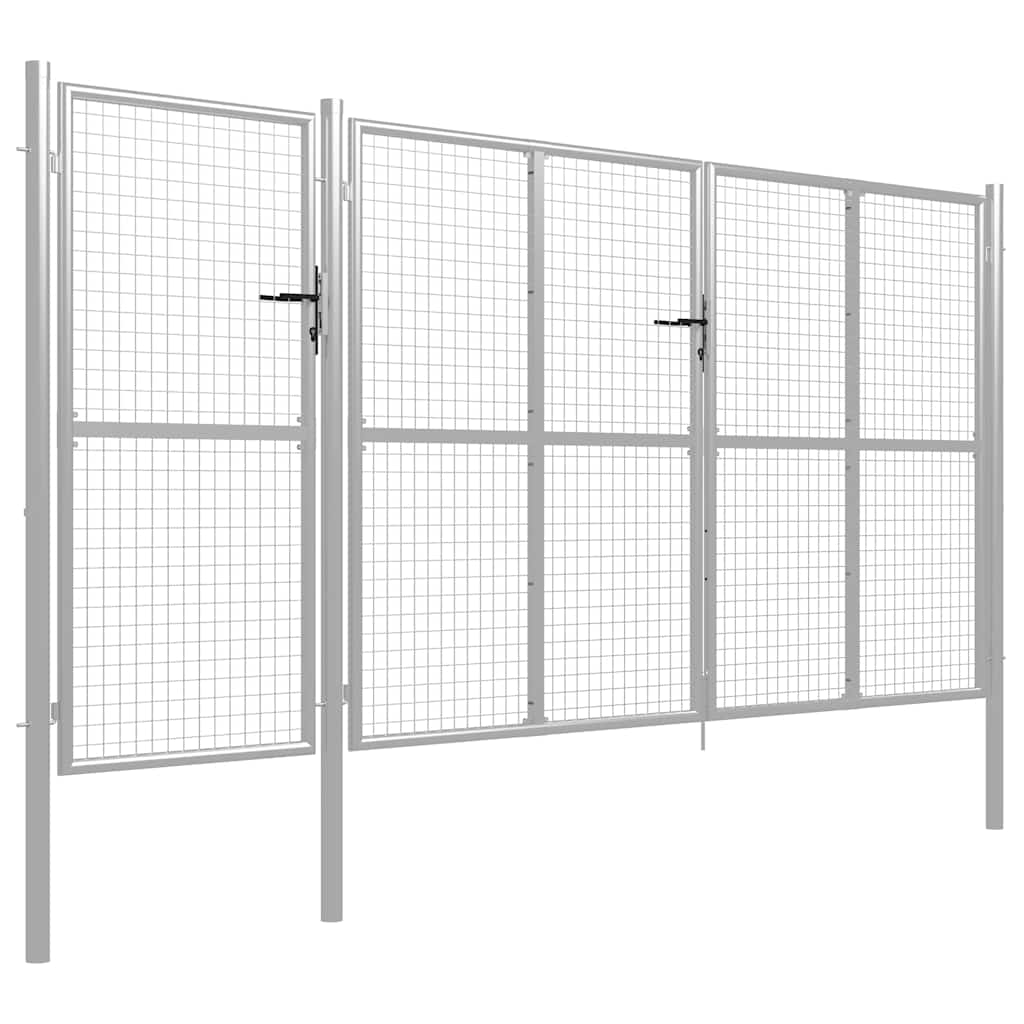 Vrtna vrata Čelik 400x150 cm Srebrna