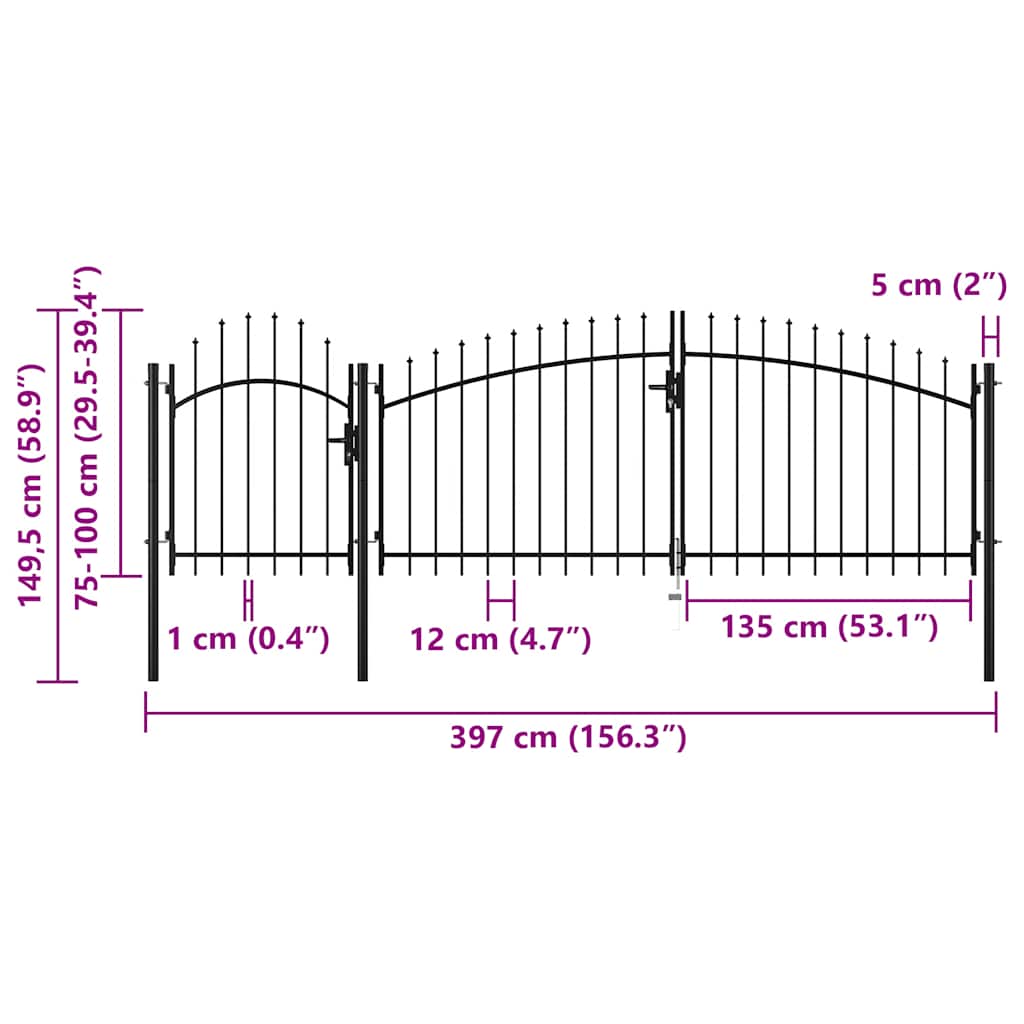 Vrtna vrata Woerden čelik 1x4 m crna
