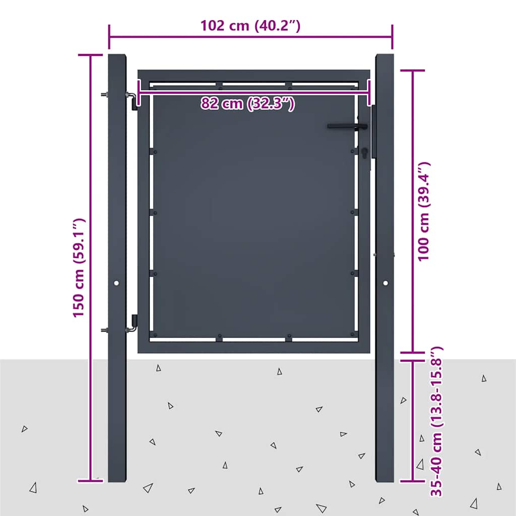 Vrtna vrata Čelik 100x100 cm Antracit