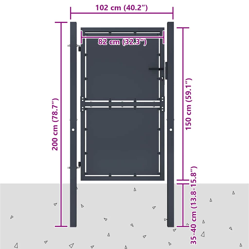 Vrtna vrata Čelik 100x150 cm Antracit