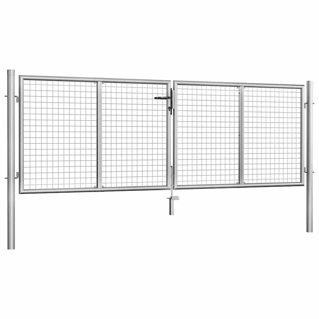 Vrtna vrata od pocinčanog čelika 300x75 cm srebrne boje