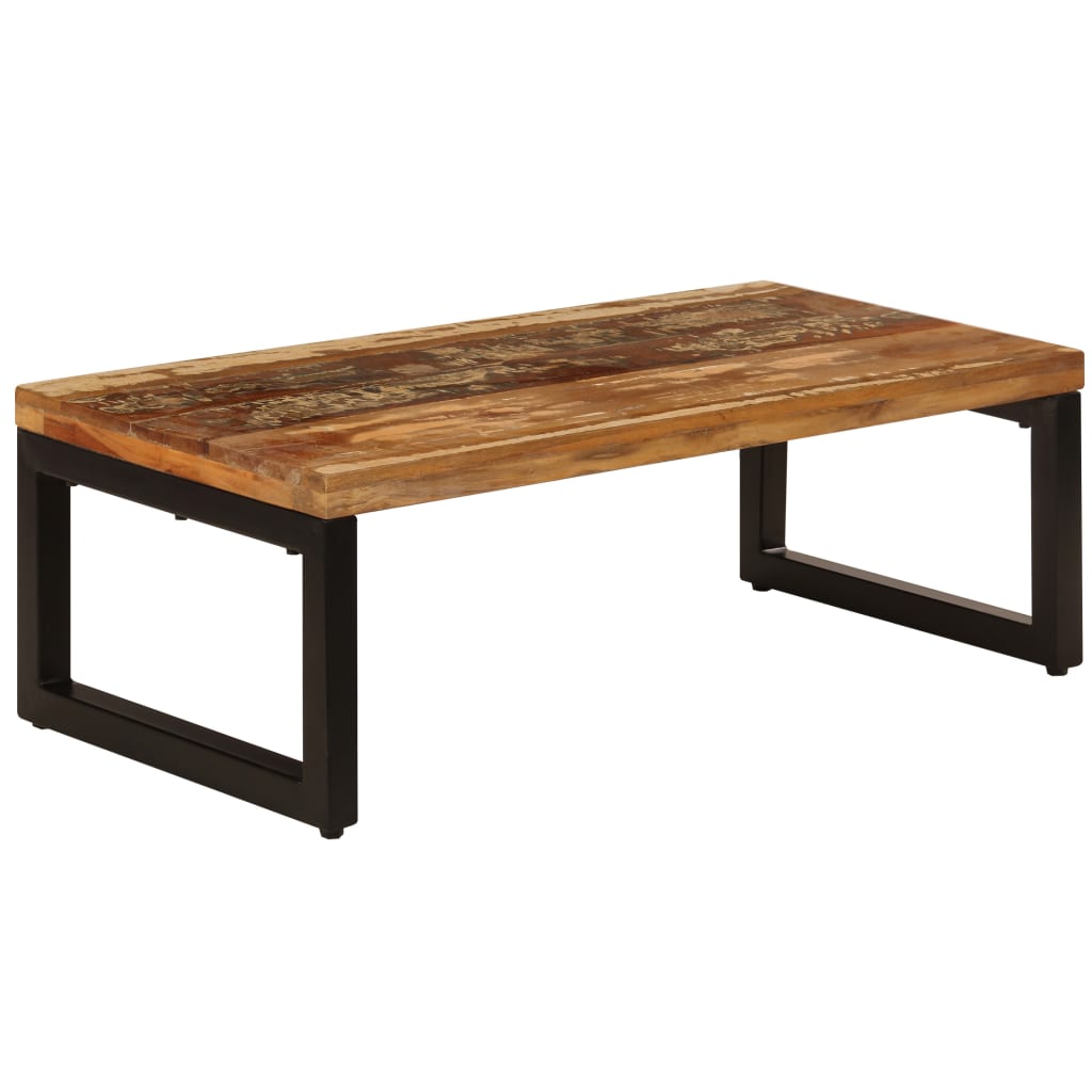 Stolić za kavu od obnovljenog drva i čelika 100 x 50 x 35 cm