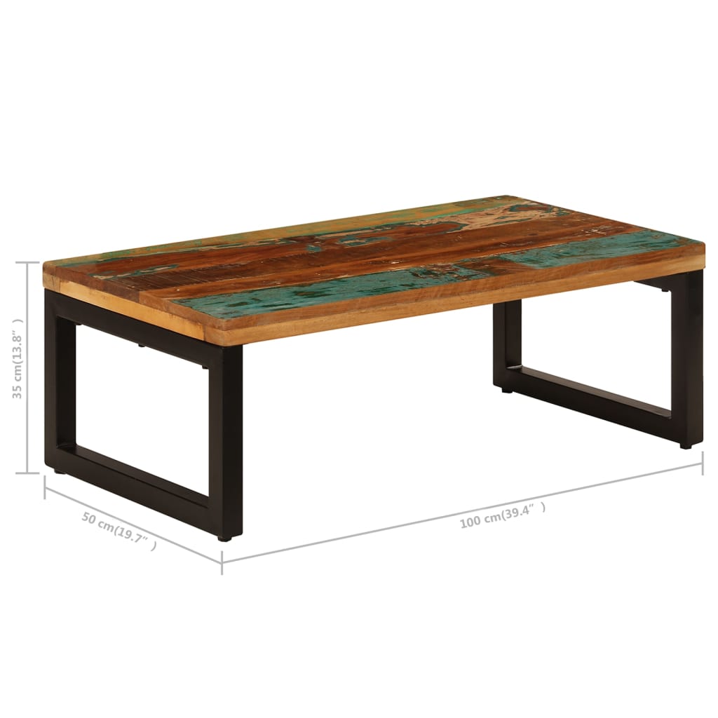 Stolić za kavu od obnovljenog drva i čelika 100 x 50 x 35 cm