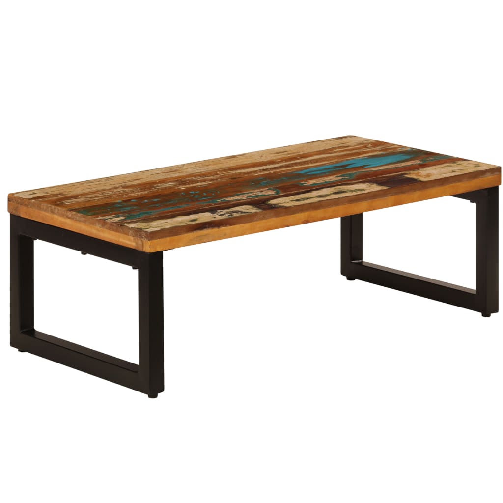 Stolić za kavu od obnovljenog drva i čelika 100 x 50 x 35 cm