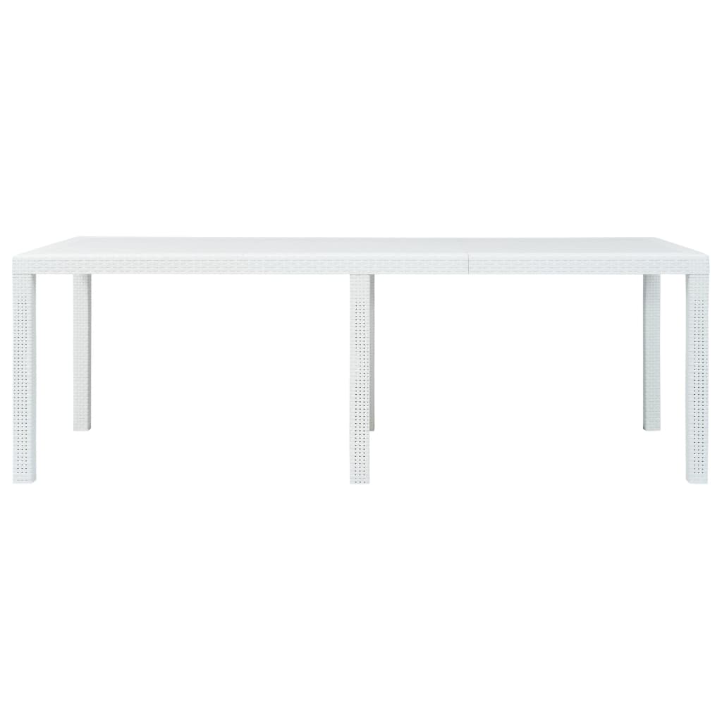 Vrtni stol bijeli 220 x 90 x 72 cm plastični s izgledom ratana