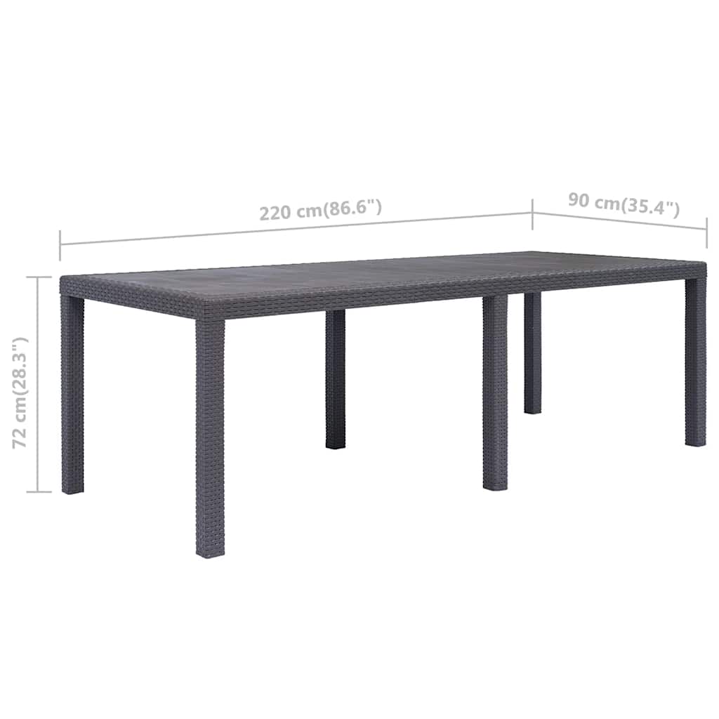 Vrtni stol smeđi 220 x 90 x 72 cm plastika s izgledom ratana