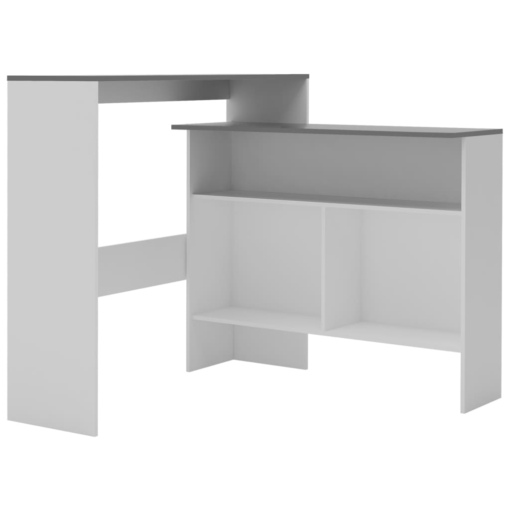 Barski stol s 2 stolne ploče bijelo-sivi 130 x 40 x 120 cm
