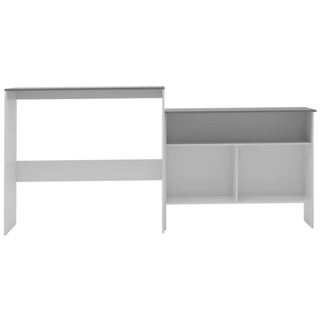 Barski stol s 2 stolne ploče bijelo-sivi 130 x 40 x 120 cm