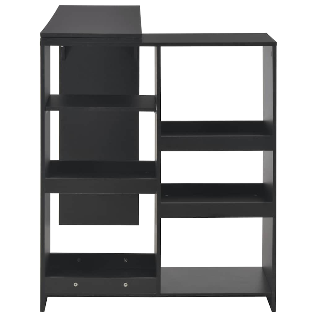 Barski stol s pomičnom policom crni 138 x 39 x 110 cm