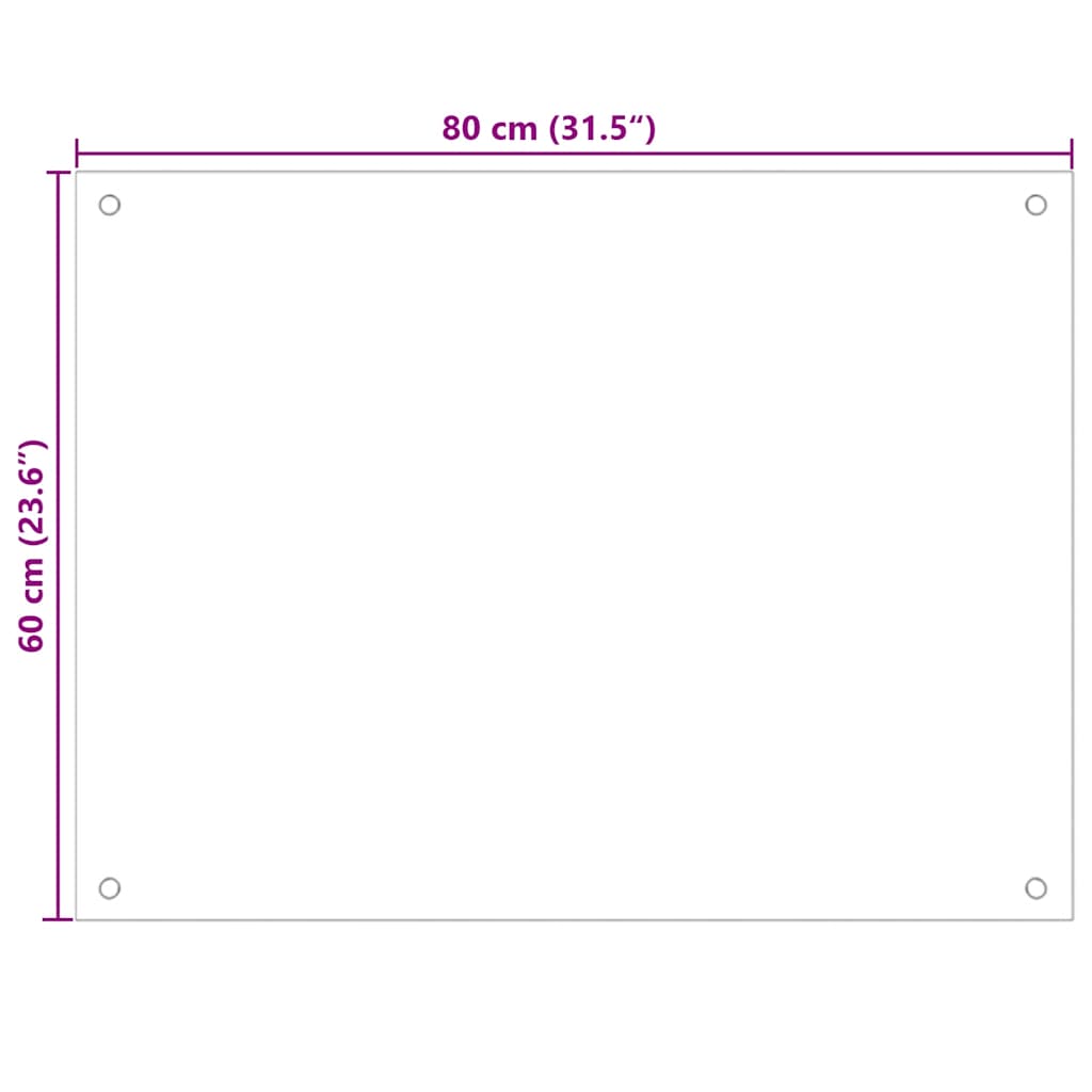 Kuhinjska zaštita od prskanja mliječna 80 x 60 cm kaljeno staklo