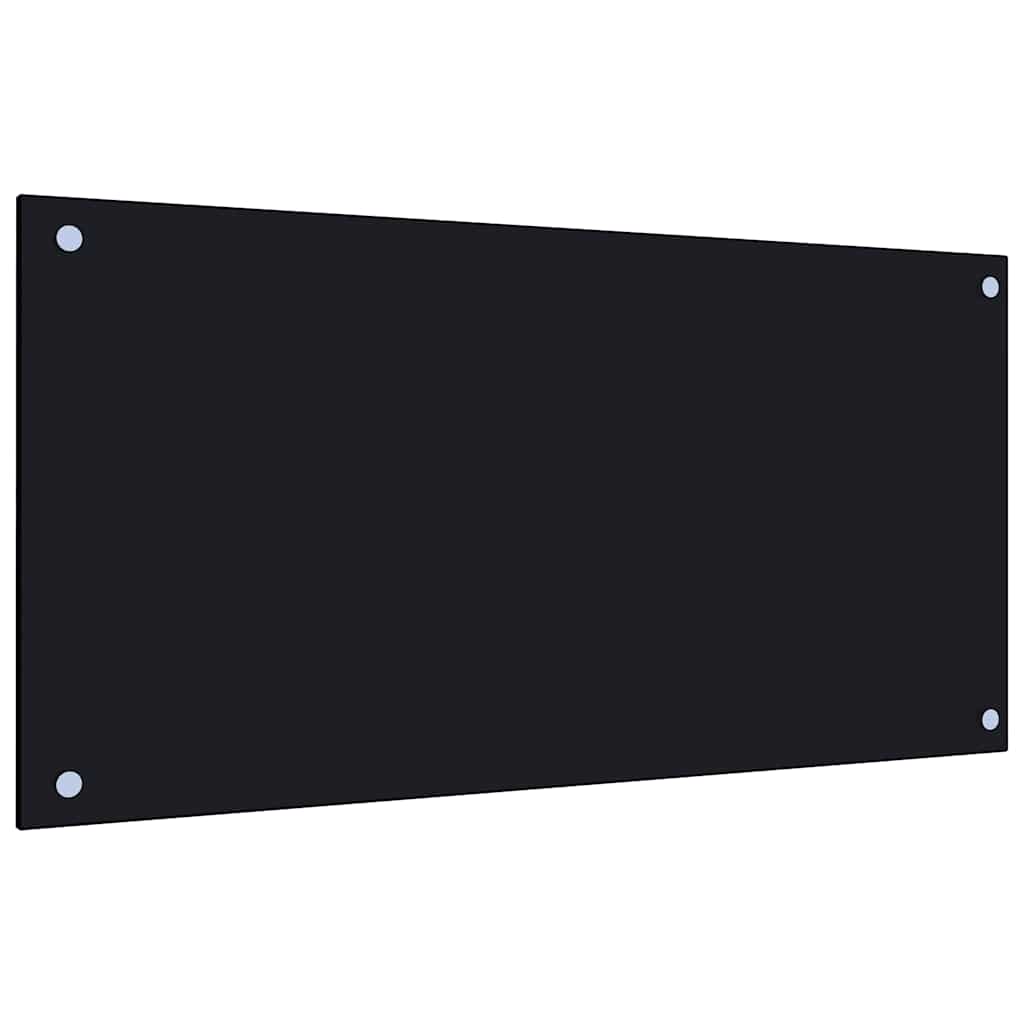 Kuhinjska zaštita od prskanja crna 80 x 40 cm kaljeno staklo