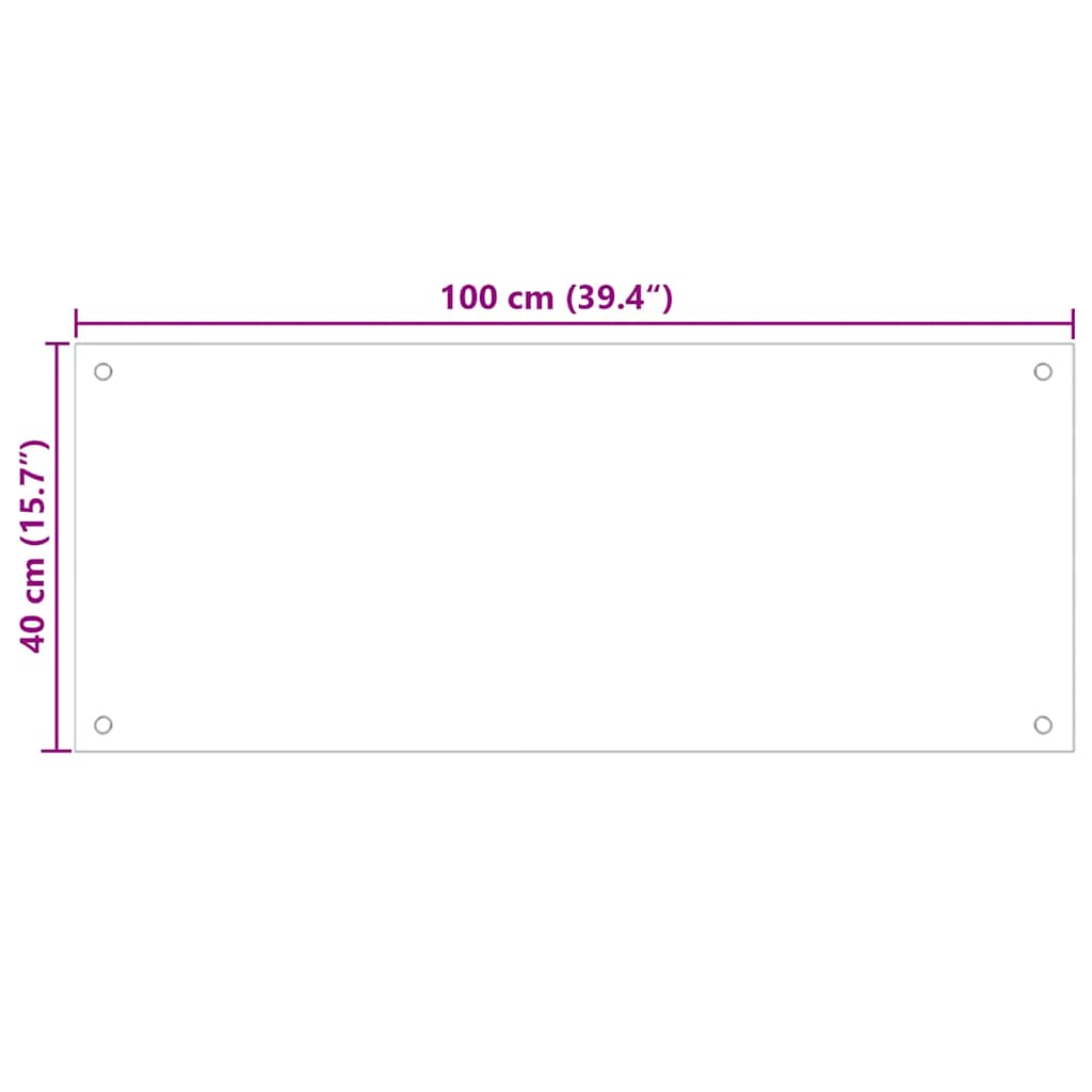 Kuhinjska zaštita od prskanja crna 100 x 40 cm kaljeno staklo