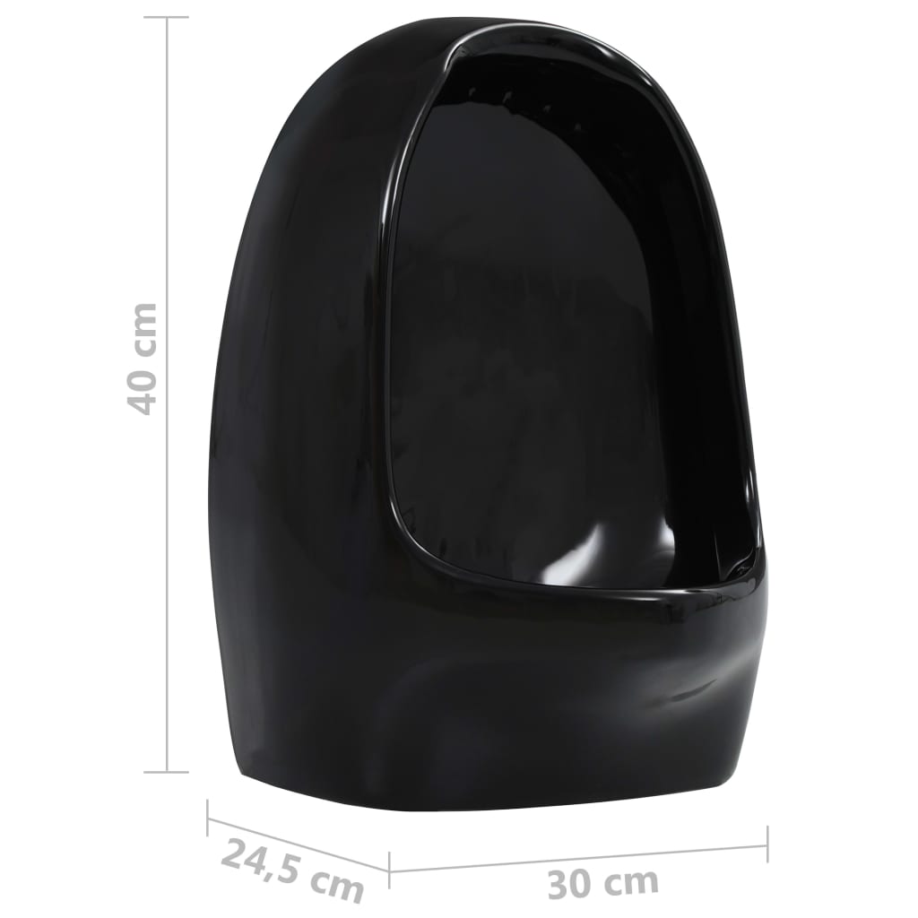 Zidni pisoar s ventilom za ispiranje keramički crni
