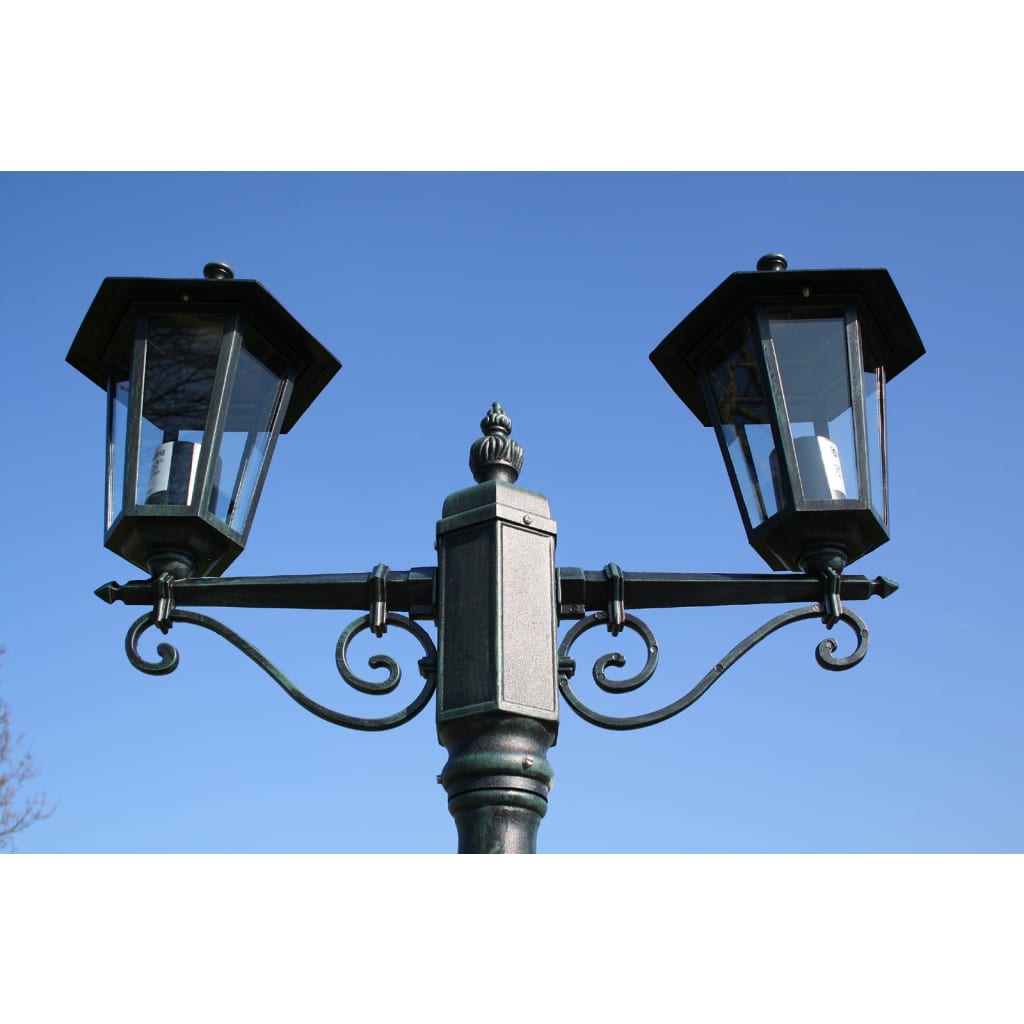 Vrtna stupna svjetiljka 215 cm tamnozelena/crna aluminijska