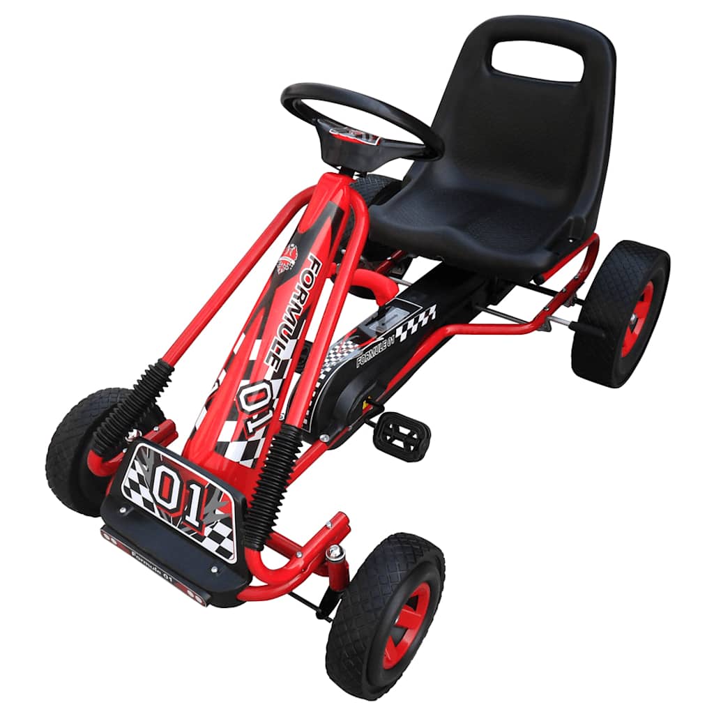 Crveni Go kart s podesivim sjedalom pedalama