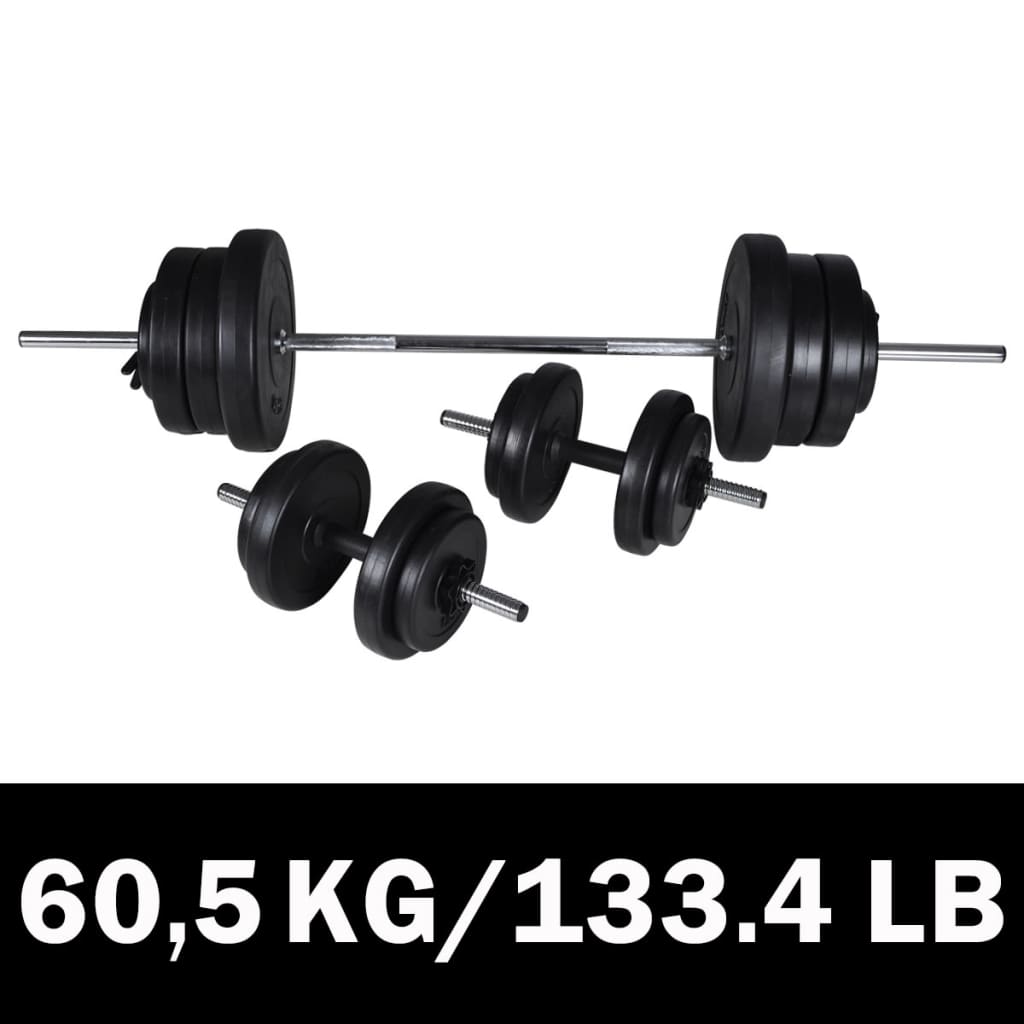 Dvoručni uteg i 2 cijevi za utege od 60,5kg