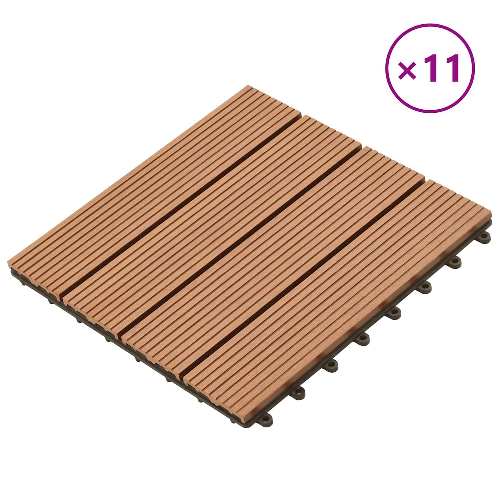 Pločice za decking 11 pcs Smeđa 30 x 30 cm Drvoplastična smjesa
