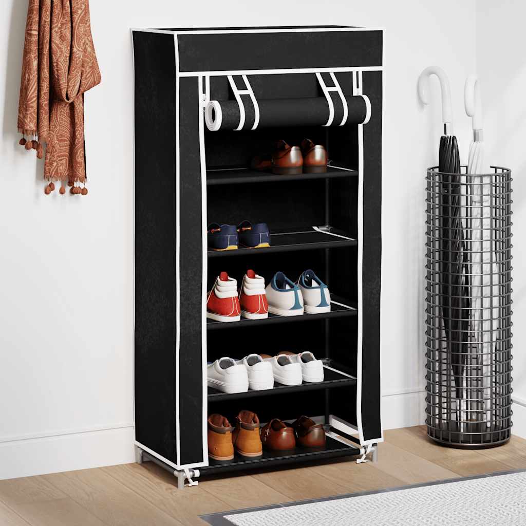 Ormarić za Cipele s Pokrovom od Tekstila 58 x 28 x 106 cm Crni