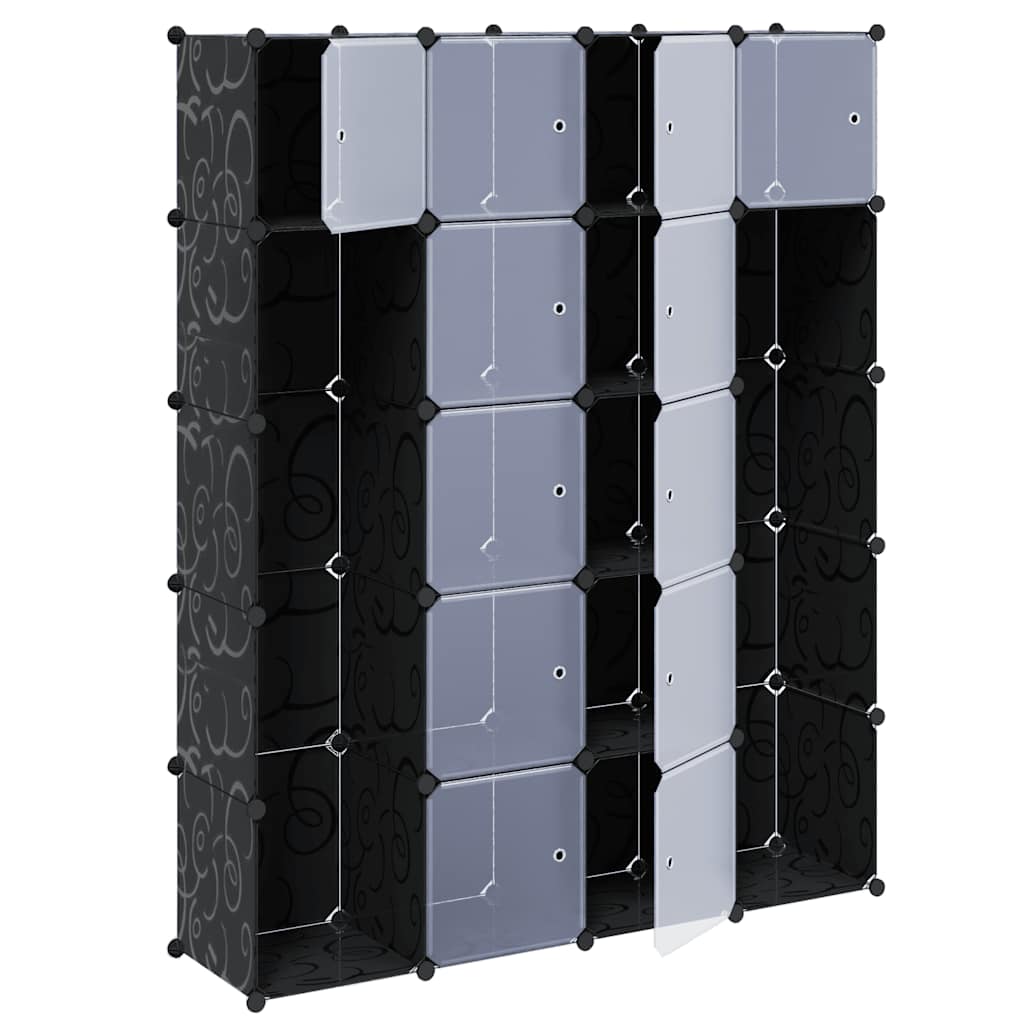 Modularni ormarić s 14 pretinaca crno-bijeli 37x146x180,5 cm
