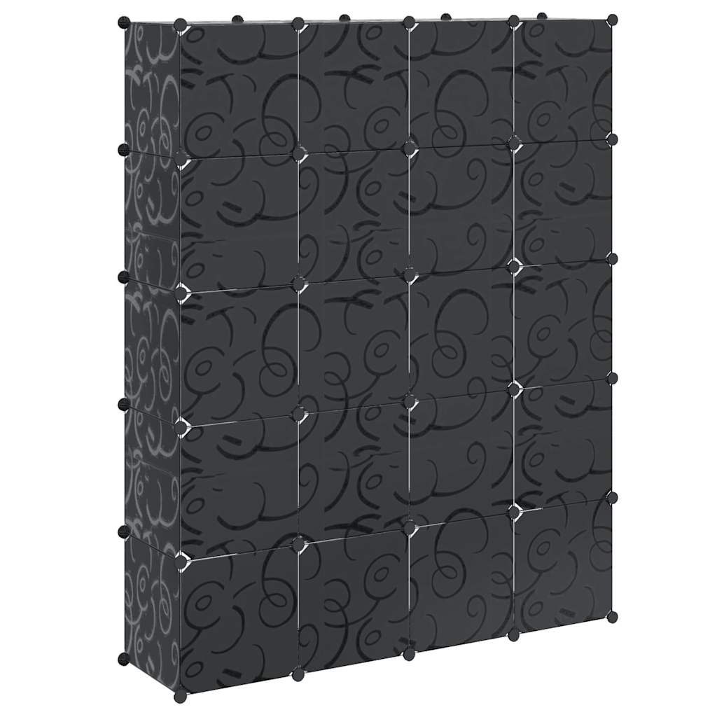 Modularni ormarić s 14 pretinaca crno-bijeli 37x146x180,5 cm