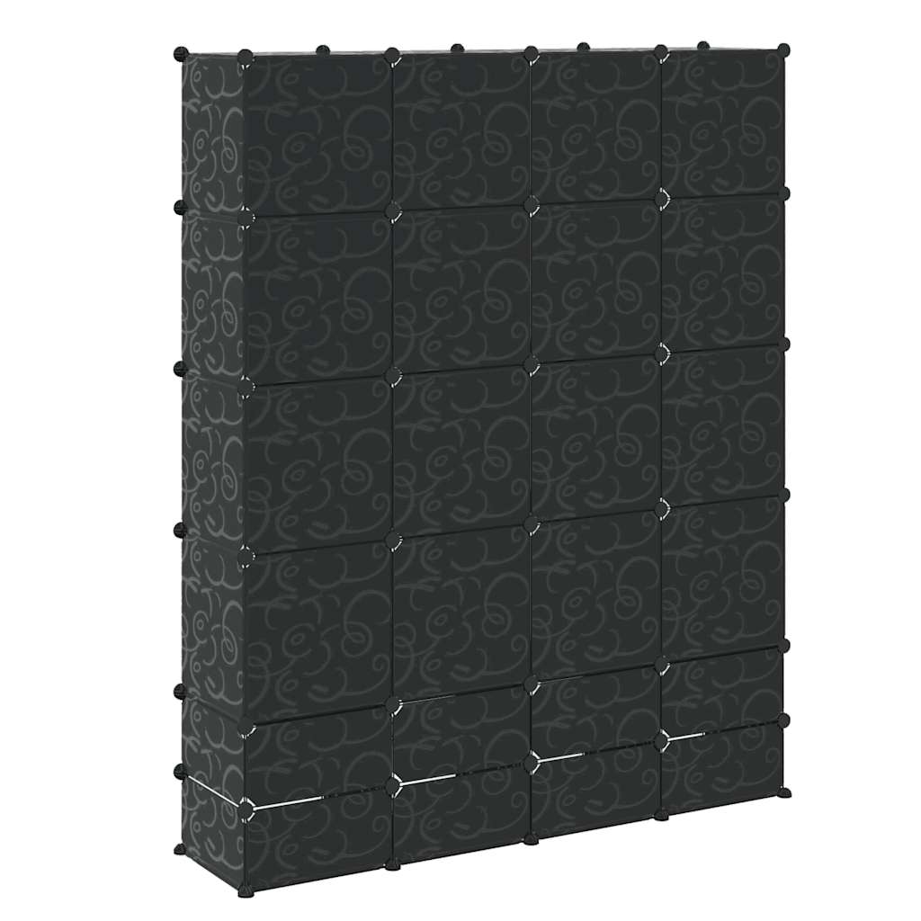 Modularni ormarić s 18 pretinaca crno-bijeli 37x146x180,5 cm