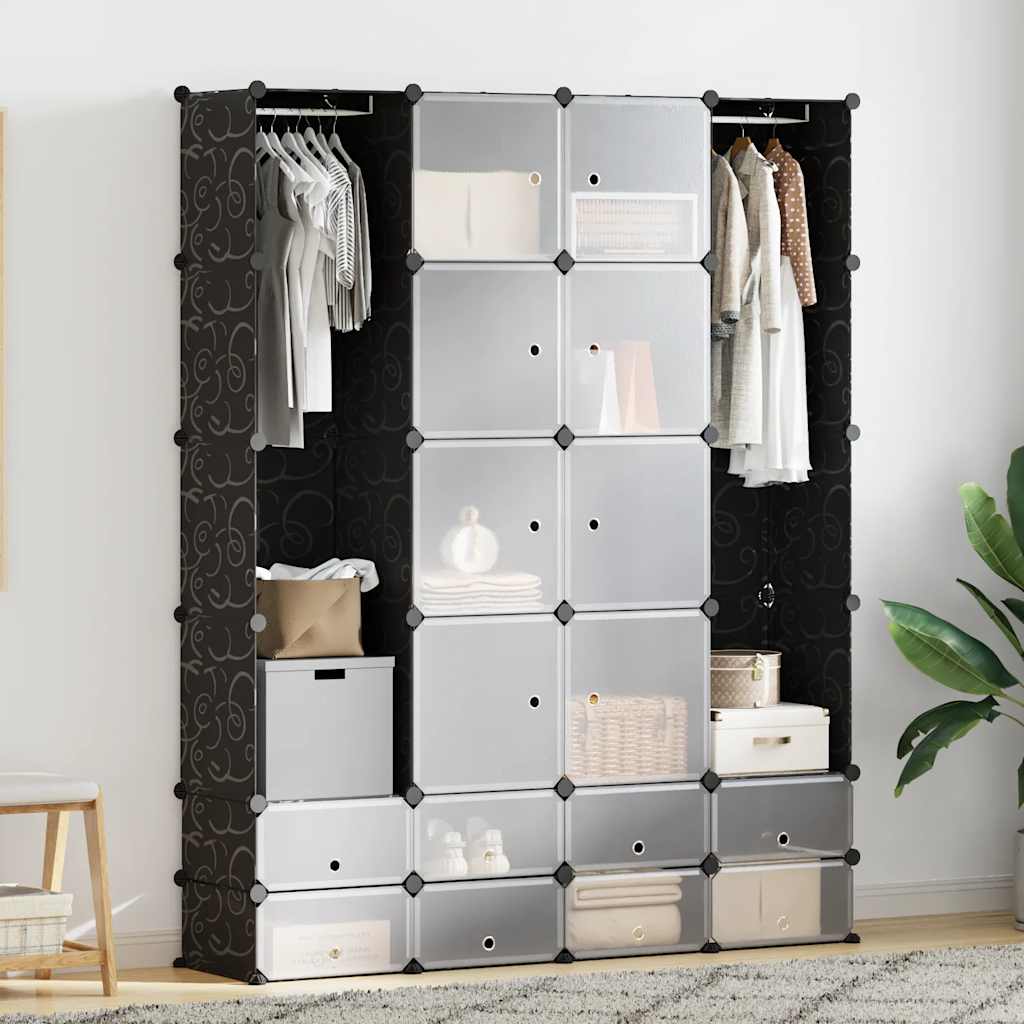 Modularni ormarić s 18 pretinaca crno-bijeli 37x146x180,5 cm