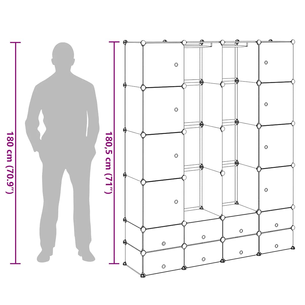 Modularni ormarić s 18 pretinaca bijeli 37 x 146 x 180,5 cm