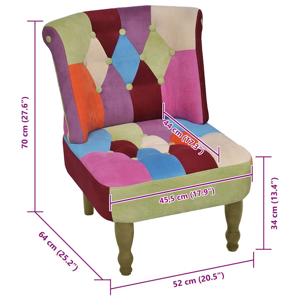 Francuske stolice od tkanine 2 kom patchwork dizajn