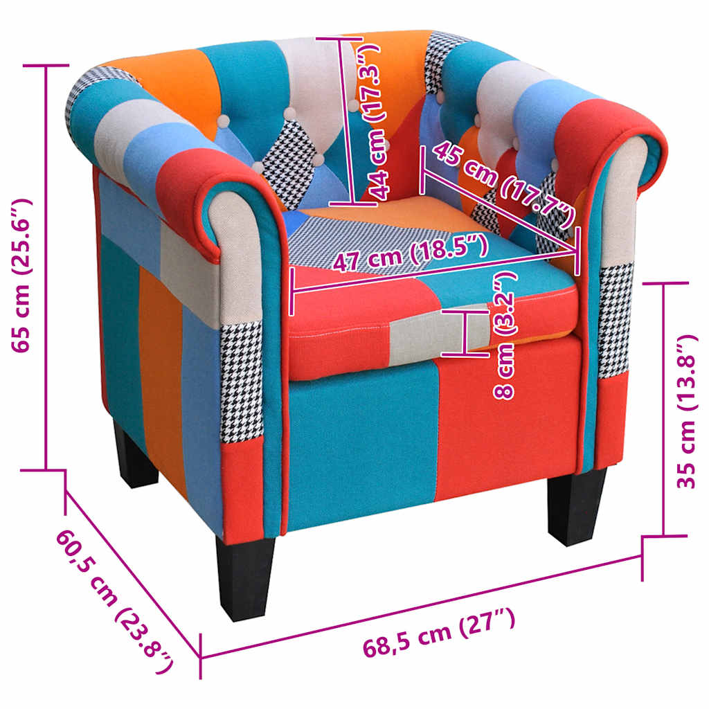 Fotelja s Patchwork Dizajnom Tkanina