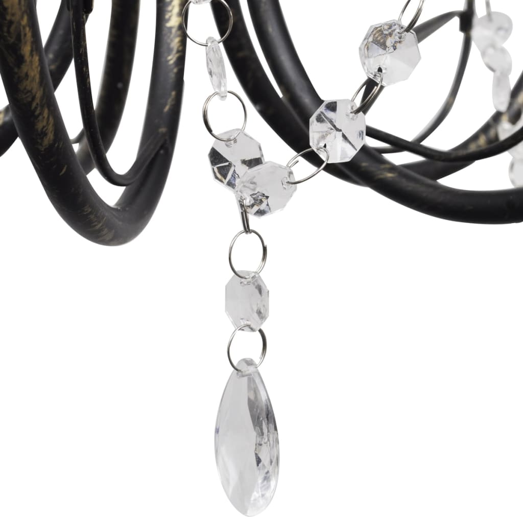 Luster s kristalnim perlama Art Noveau metalni crni 3X E14 svjetiljke